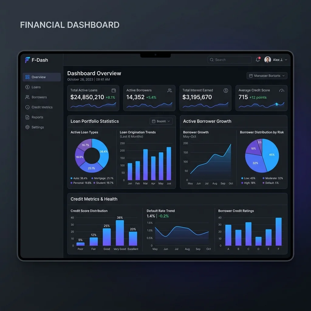 Finance Company Management Tool Dashboard