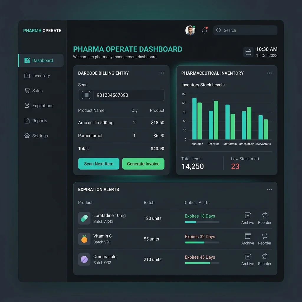 Pharmacy Billing & Inventory App Dashboard